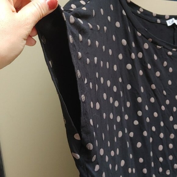 DEX plus size 2x black with tan polka dots short sleeve shirt top blouse - Picture 2 of 5